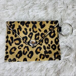 Leopard Cheetah Calfhair Wallet Keychain Holder 4.25 x 3"